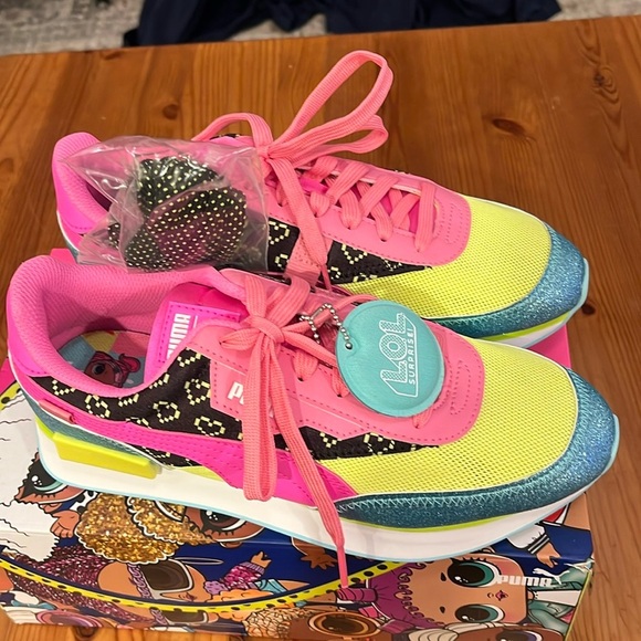 Puma Other - Puma Future Rider x LOL Surprise Shoes Youth 7C Pink Yellow Sneakers new w/box